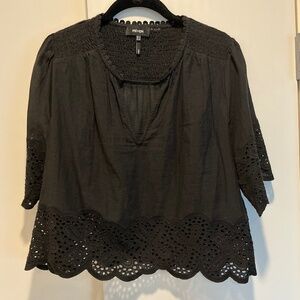 Black Me+Em Cotton and Embroidered top - Excellent Condition; US 6; UK 10